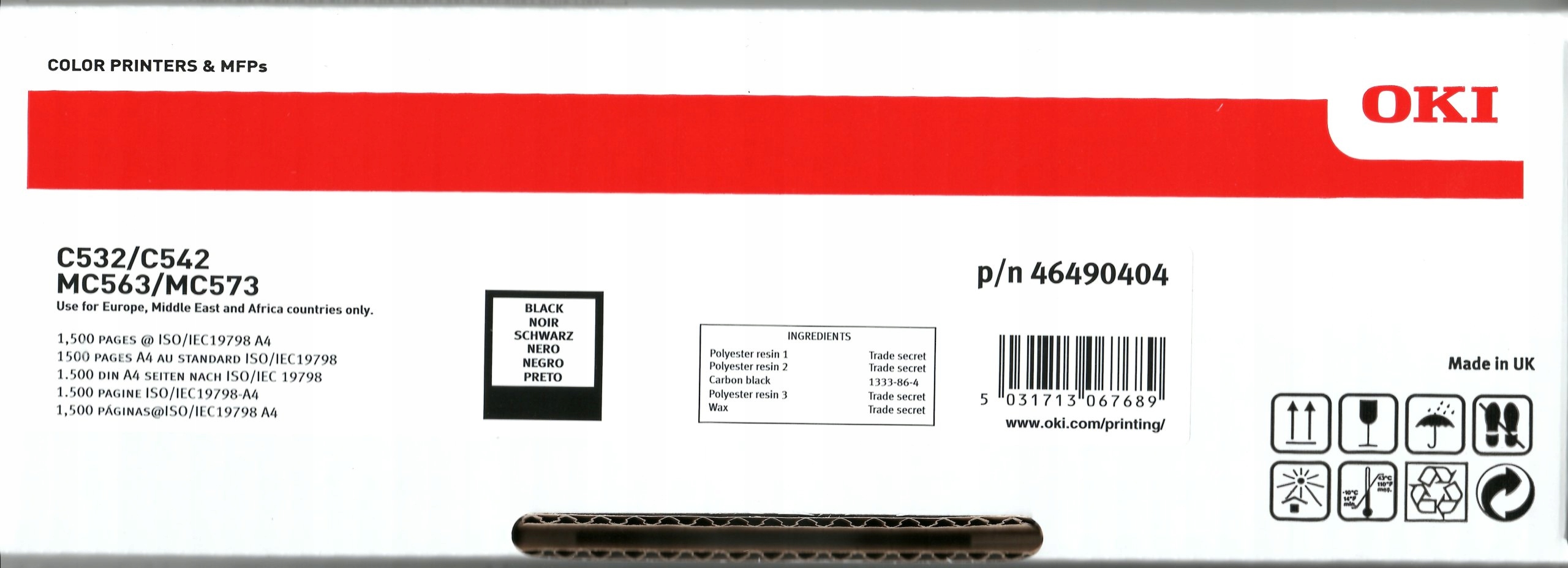 

Toner Oki C532/C542/MC563/MC573 Black 46490404