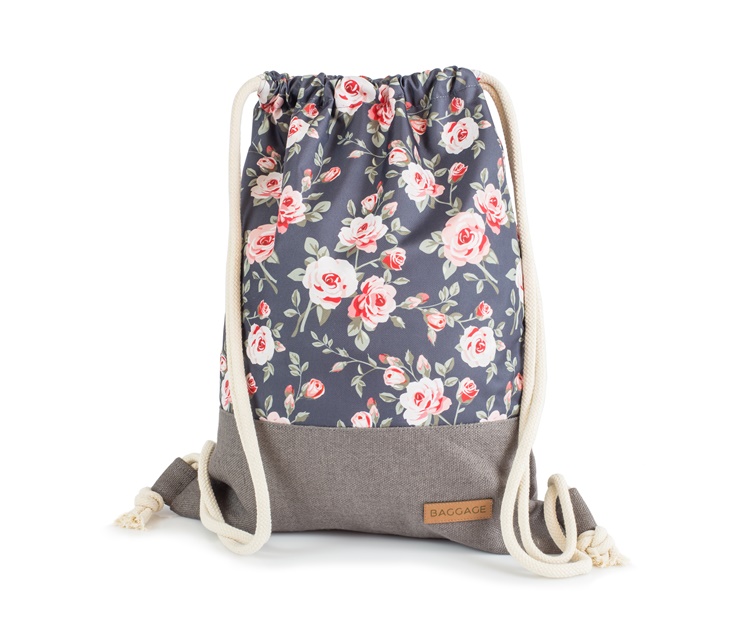 WOREK PLECAK TORBA KWIATY PALMY FLAMINGI BAGGAGE Zapięcie troczek