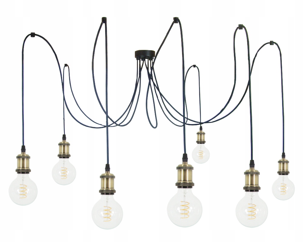 Závěsná Lampa Pavouk 7 Retro Rám Staré Zlato