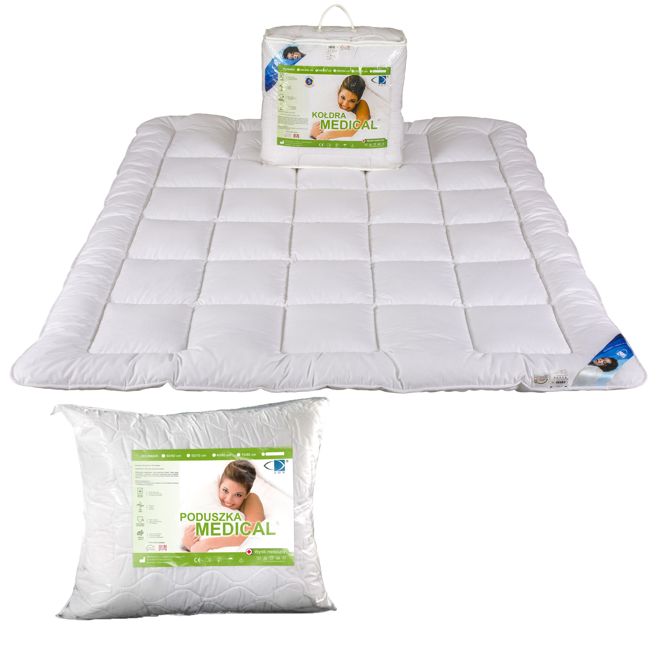 

Całoroczna Kołdra Medical 160x200 poduszka 70x80