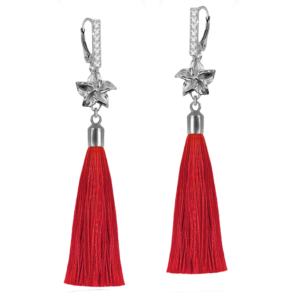 

Srebrne kolczyki Bell Chic z chwostami Swarovski