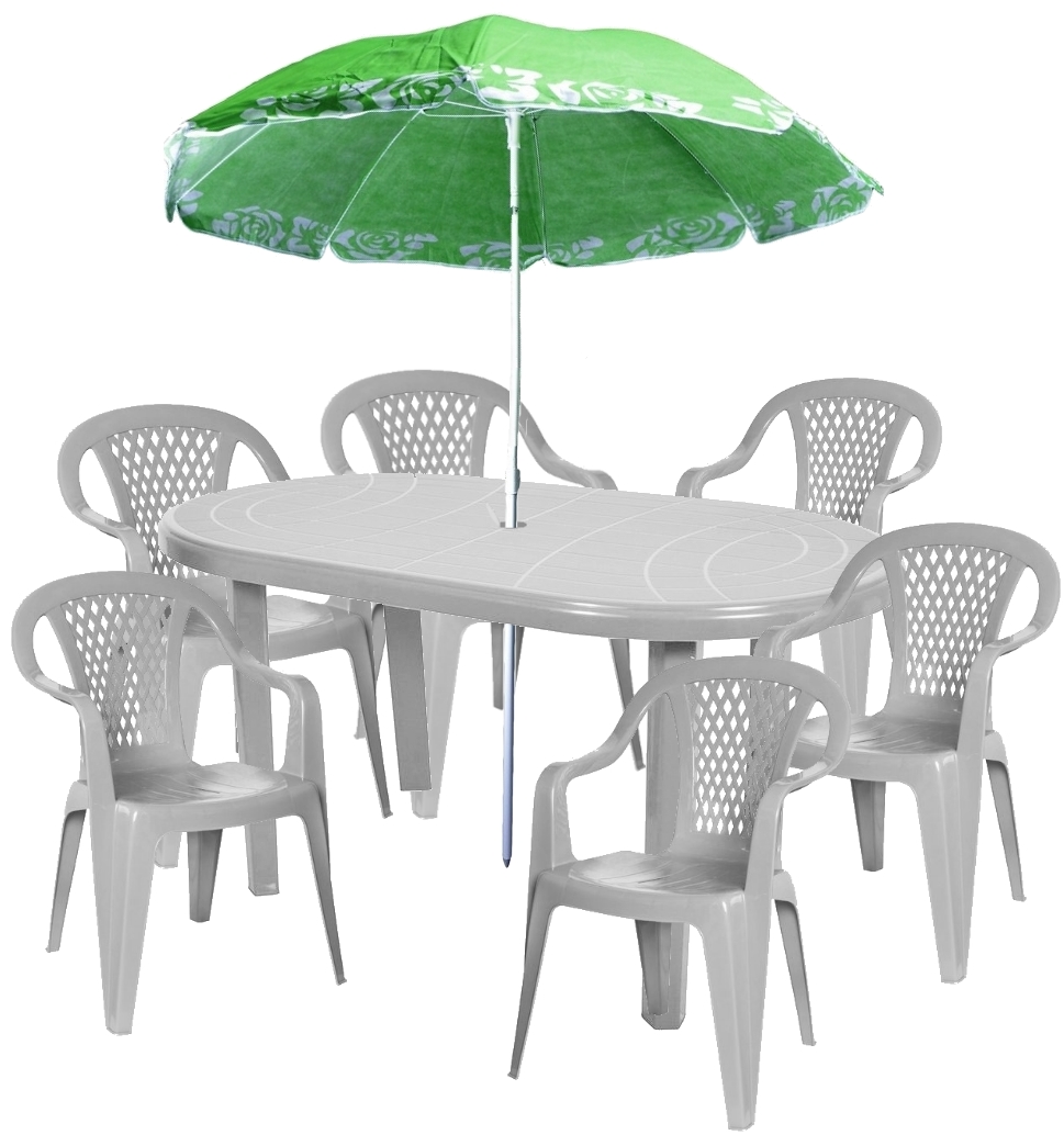 MEBLE OGRODOWE 6+1+PARASOL STÓŁ KRZESŁA SZARY Kod producenta 661