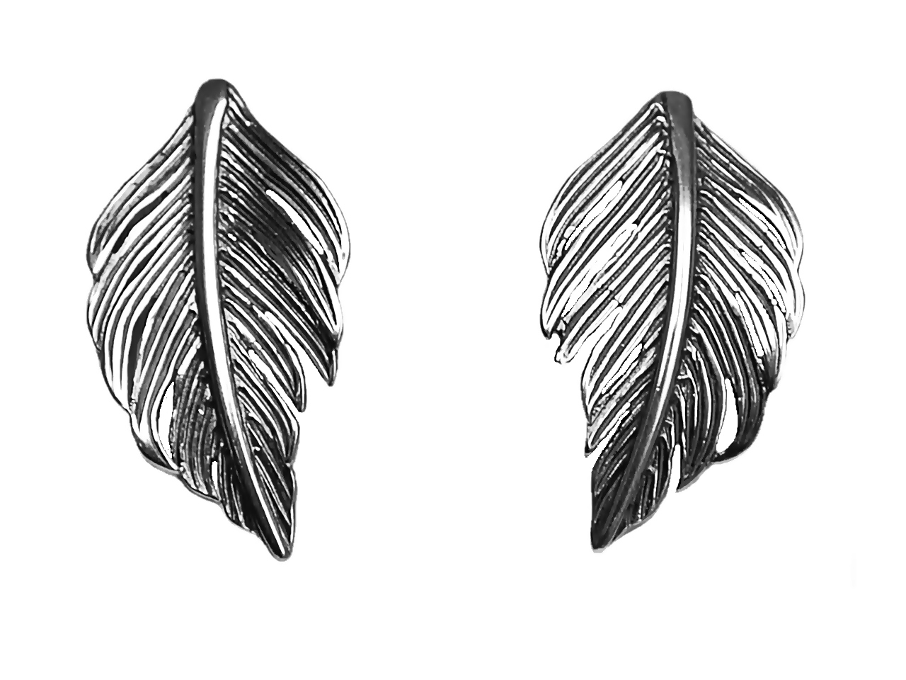 Pr.925 Srebrne kolczyki duże piórka pióro angielskie zapięcie
