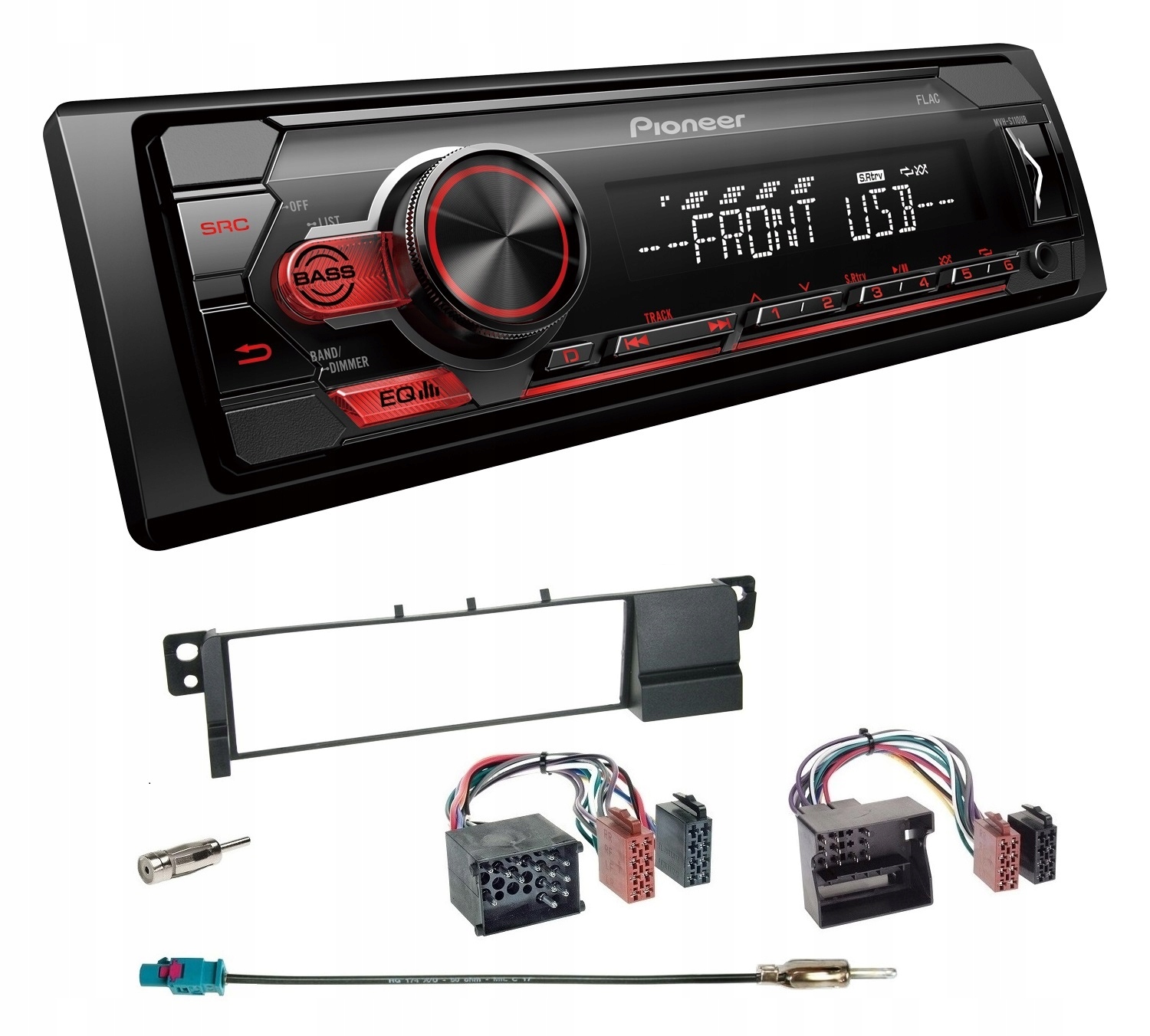 Pioneer MVH-S110UB autorádio Usb Aux MP3 Sd Bmw 3 E46 rámček