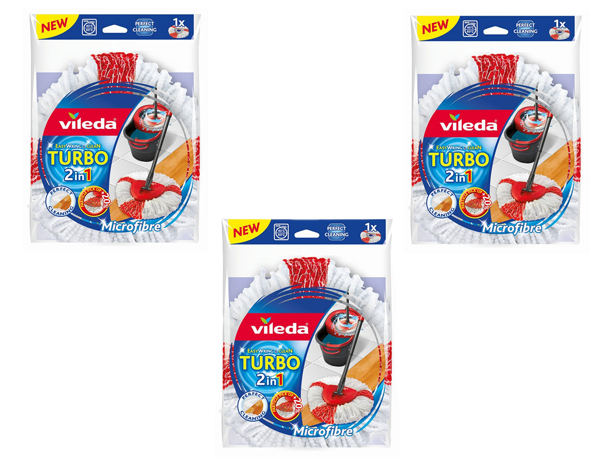

Vileda 3x Wkład Mop Easy Wring Clean Turbo 2W1