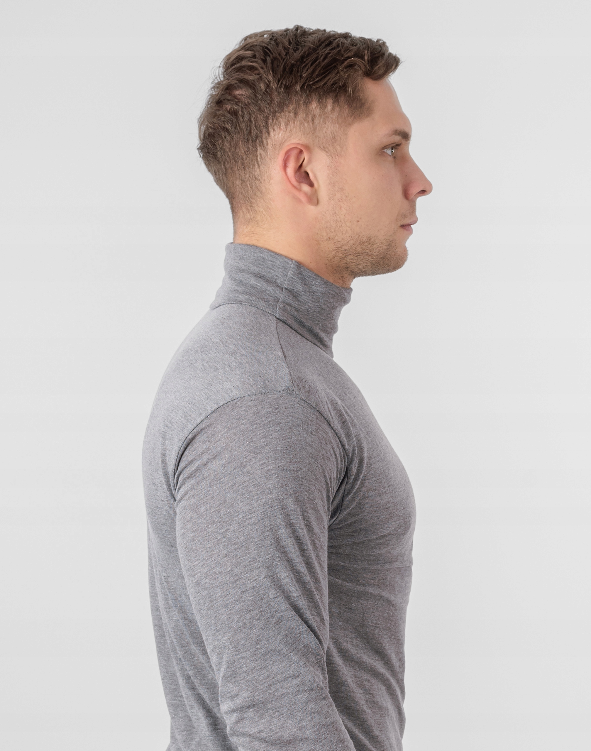 Элегантный тонкий водолазка свитер мужской GM01 XXL серый Neckline turtleneck