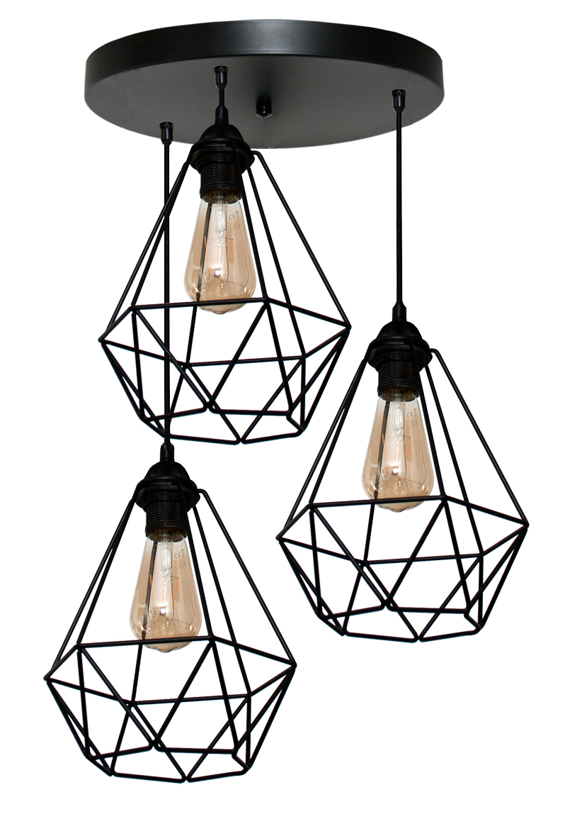 

Lampa wisząca Diamond 3 czarna 3 sznura