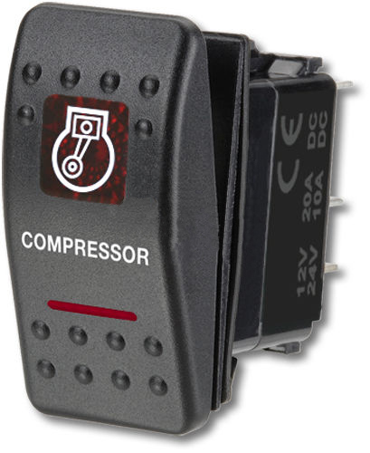 CARLING PRZELACZNIK IP68 WLACZNIK LED 12-24V 20A CZERWONY COMPRESSOR