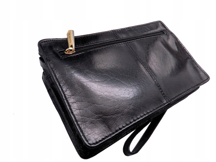 EKSKLUZYWNA SKÓRZANA SASZETKA MĘSKA DO RĘKI ABIATTI SKÓRA LICOWA NA ZAMEK Wzór dominujący logo