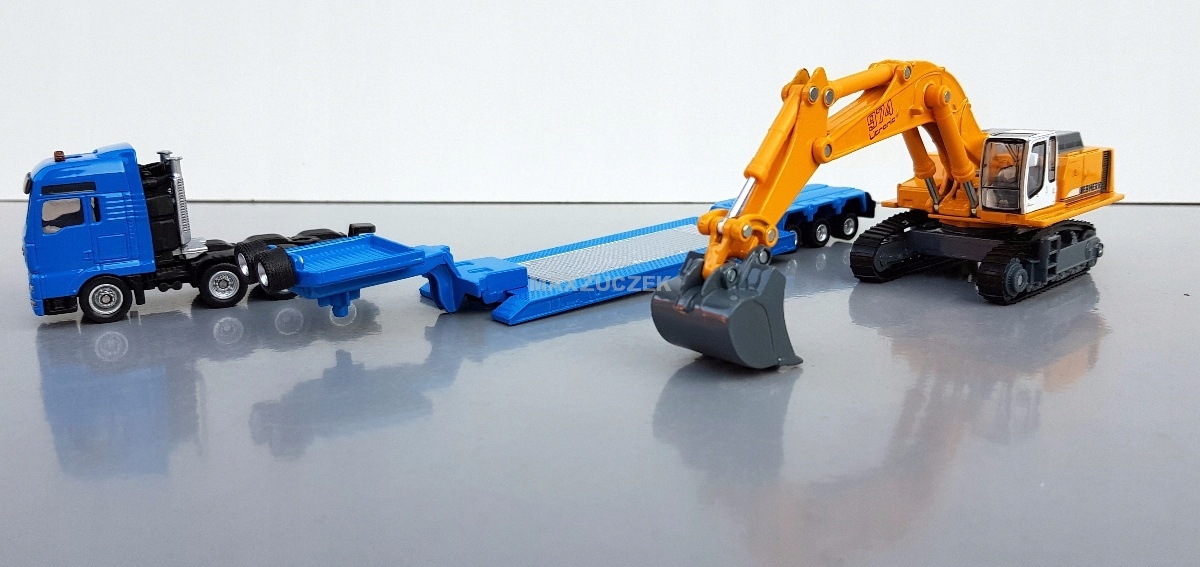 SIKU 1847 CIĘŻARÓWKA Z LAWETĄ + KOPARKA 1:87 Efekty brak