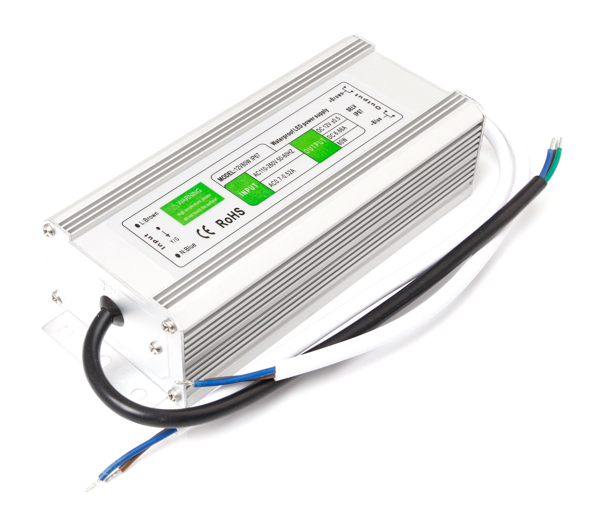

Zasilacz 12V 80W 6.6A IP67 Wodoodporny Do Taśm Led