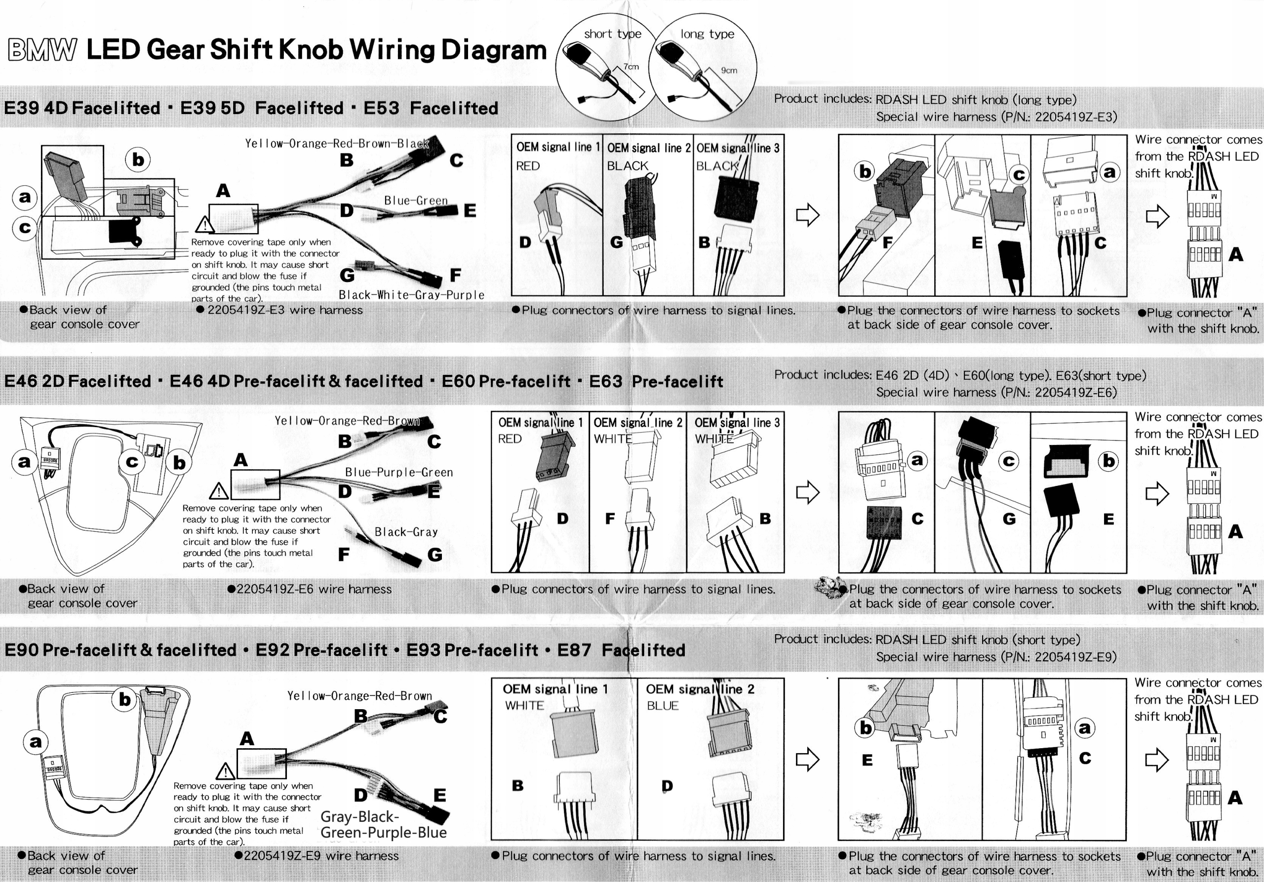 LED Gear Shift Knob BMW E39 X5 E53 Automatic