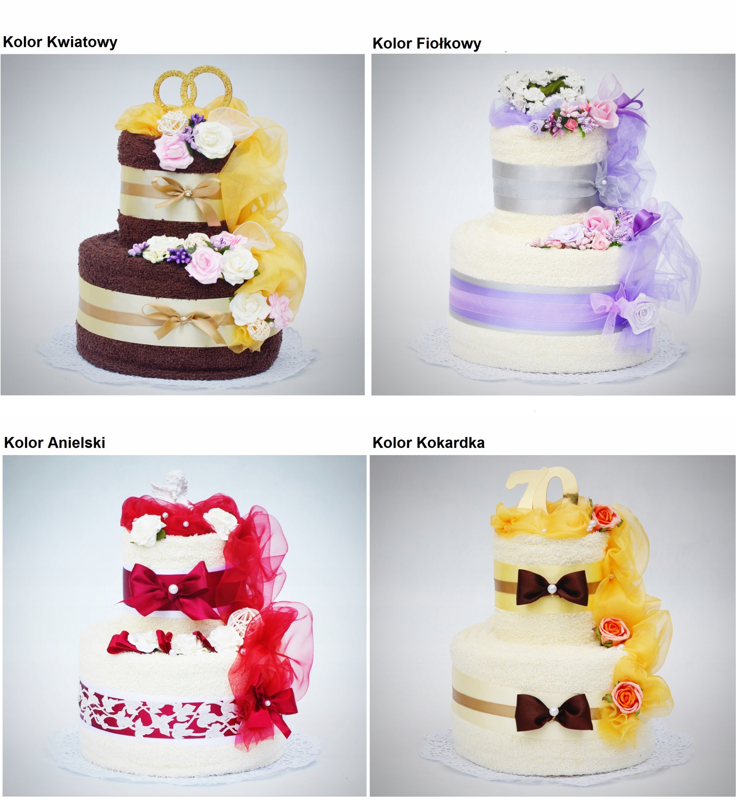 TORT z 2 RĘCZNIKÓW Prezent na Ślub Rocznicę Ślubu Marka FM