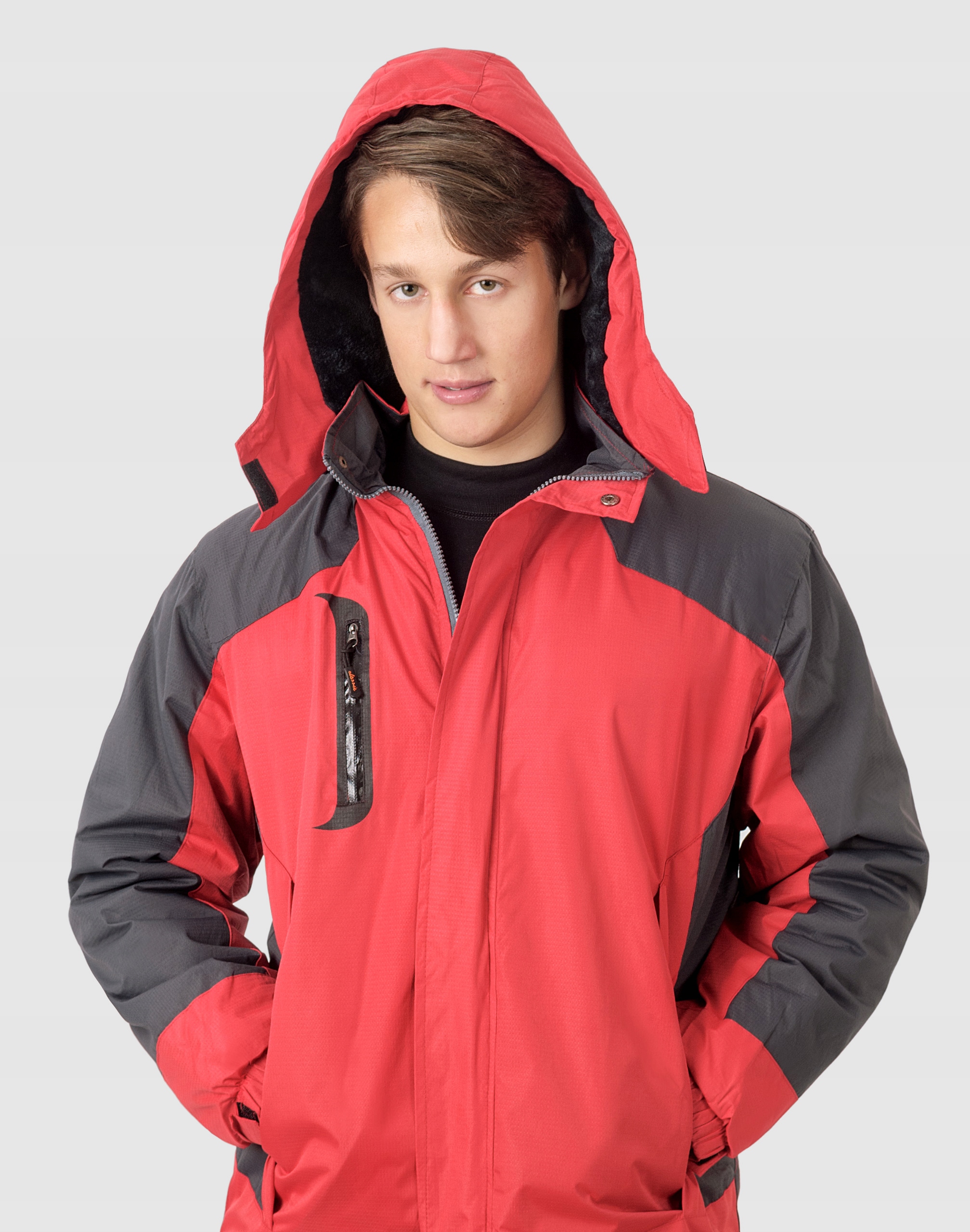 Ciepła Kurtka Zimowa Męska Ocieplana Sportowa z Kapturem 18602-01 r XXL Rozmiar XXL