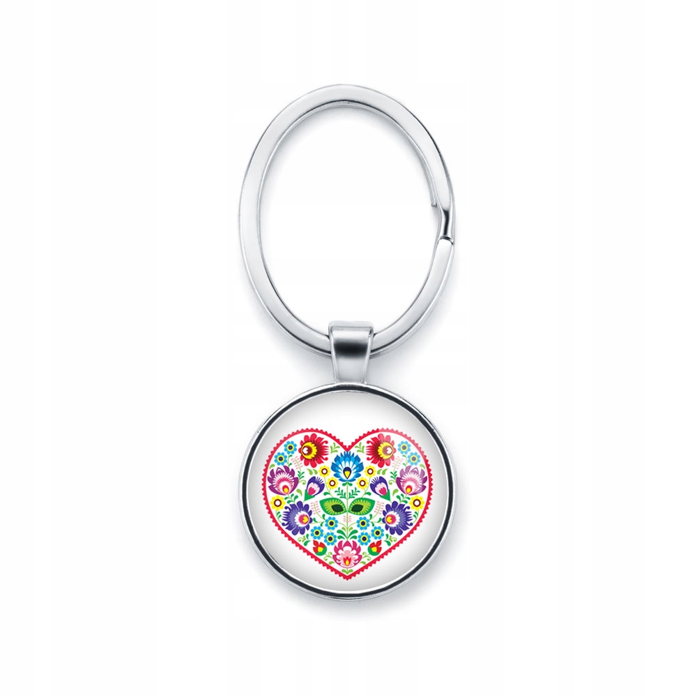 Brelok do kluczy LUDOWE SERCE kolorowe kwiaty