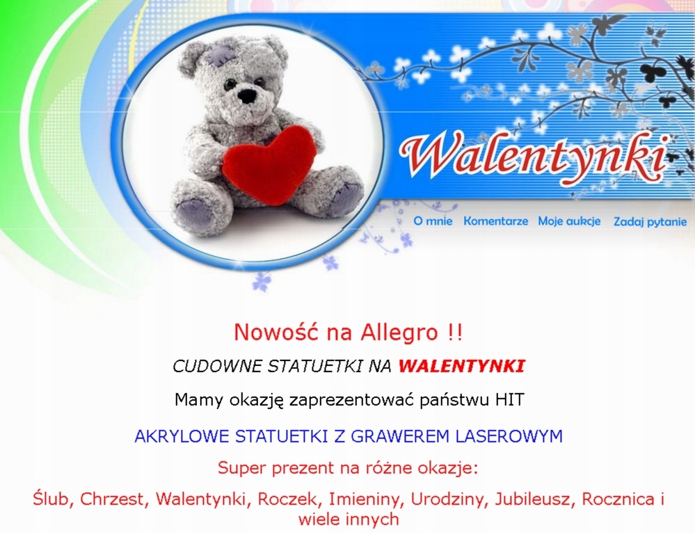 WALENTYNKI STATUETKA SERCE Z TWOIM FOTO GRAWER Marka inna