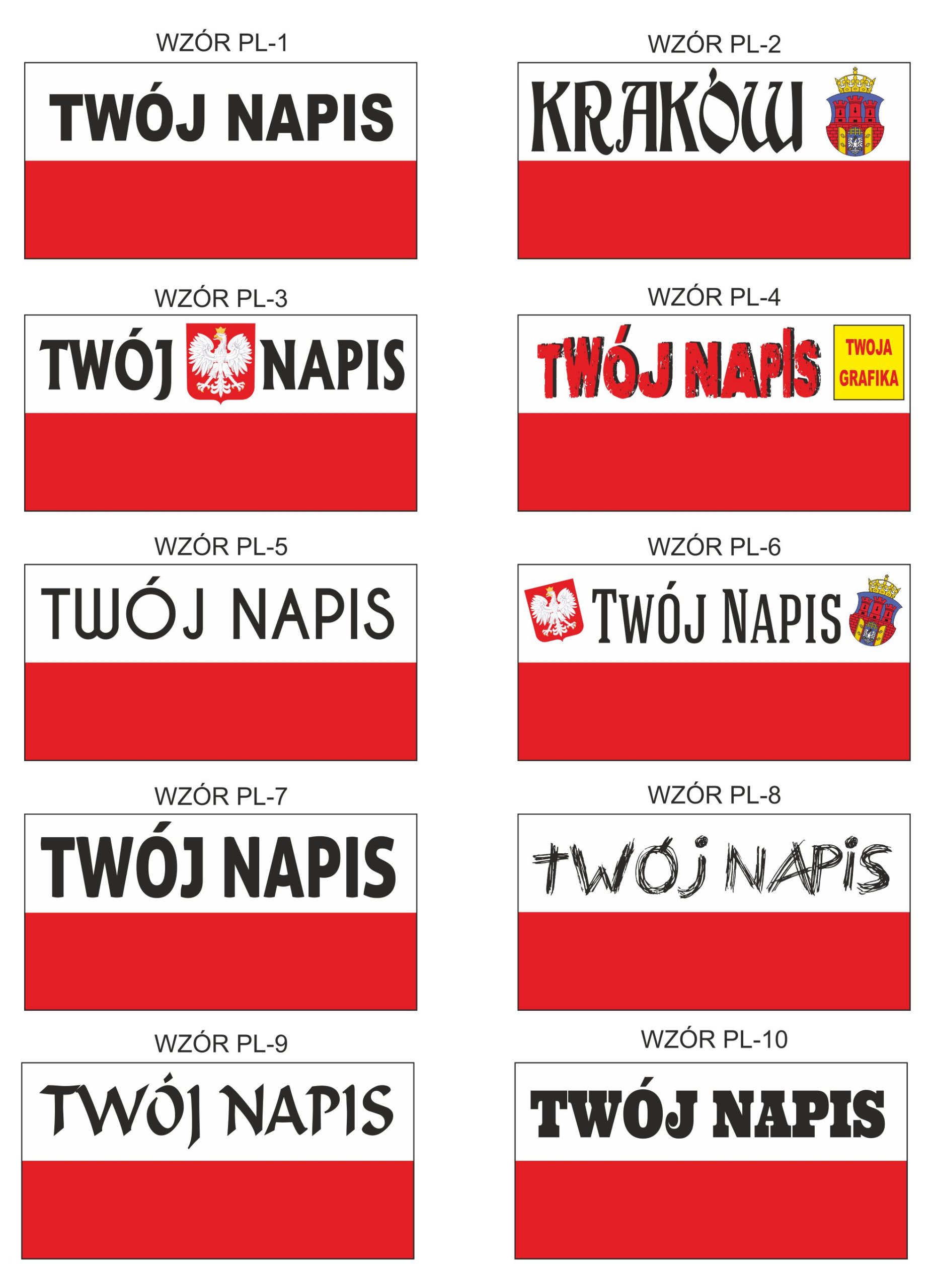 Flaga Polski z napisem 200x100cm dowolny nadruk bp Marka Studioflag