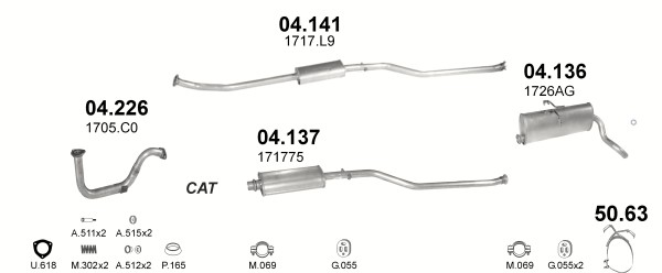 Tłumik końcowy Peugeot Partner poj.1,1-1,8 96-03r Numer katalogowy części 04.136