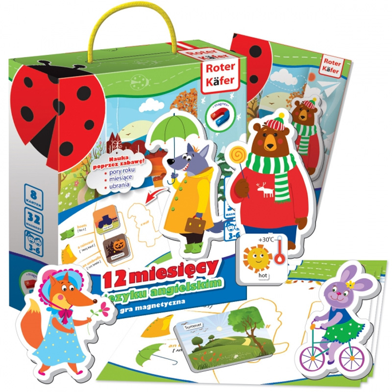 MAGNETYCZNA GRA EDUKACYJNA 12 MIEŚ W J. ANGIELSKIM