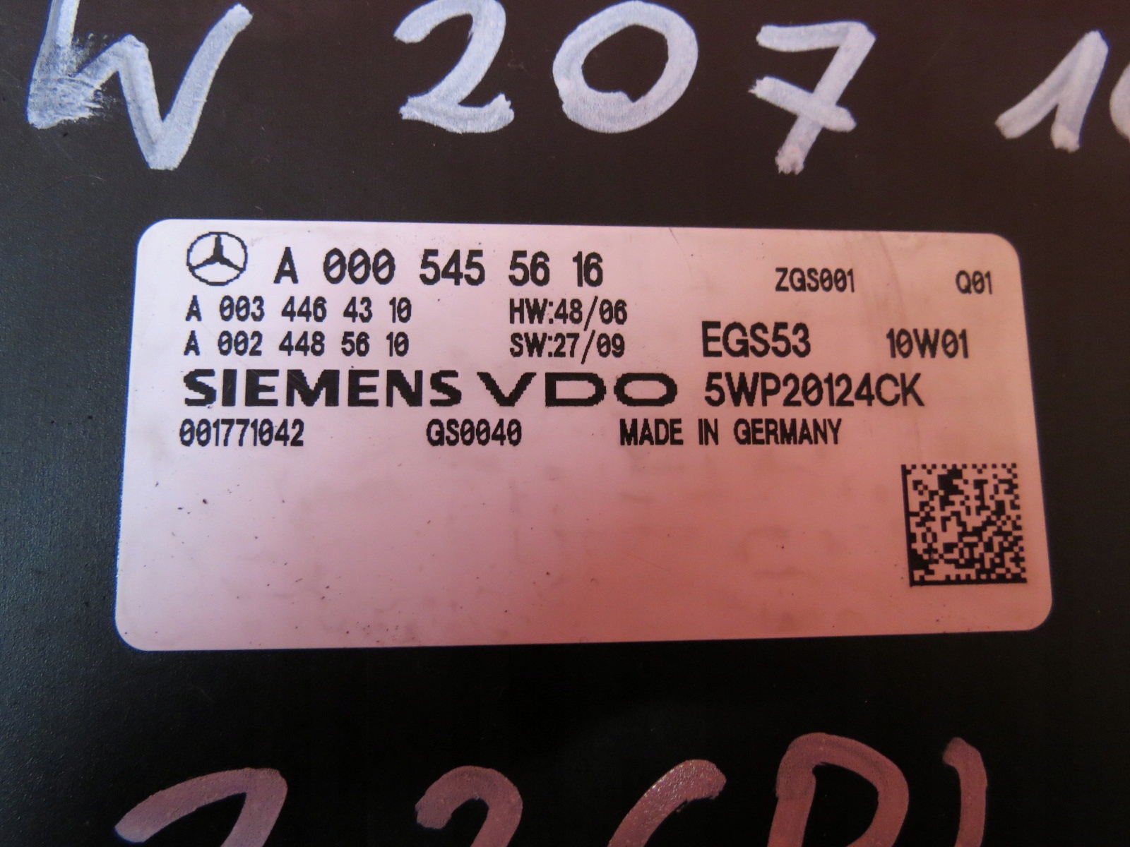 MERCEDES W207 2.2 STEROWNIK SKRZYNI A0005455616 Producent części Siemens