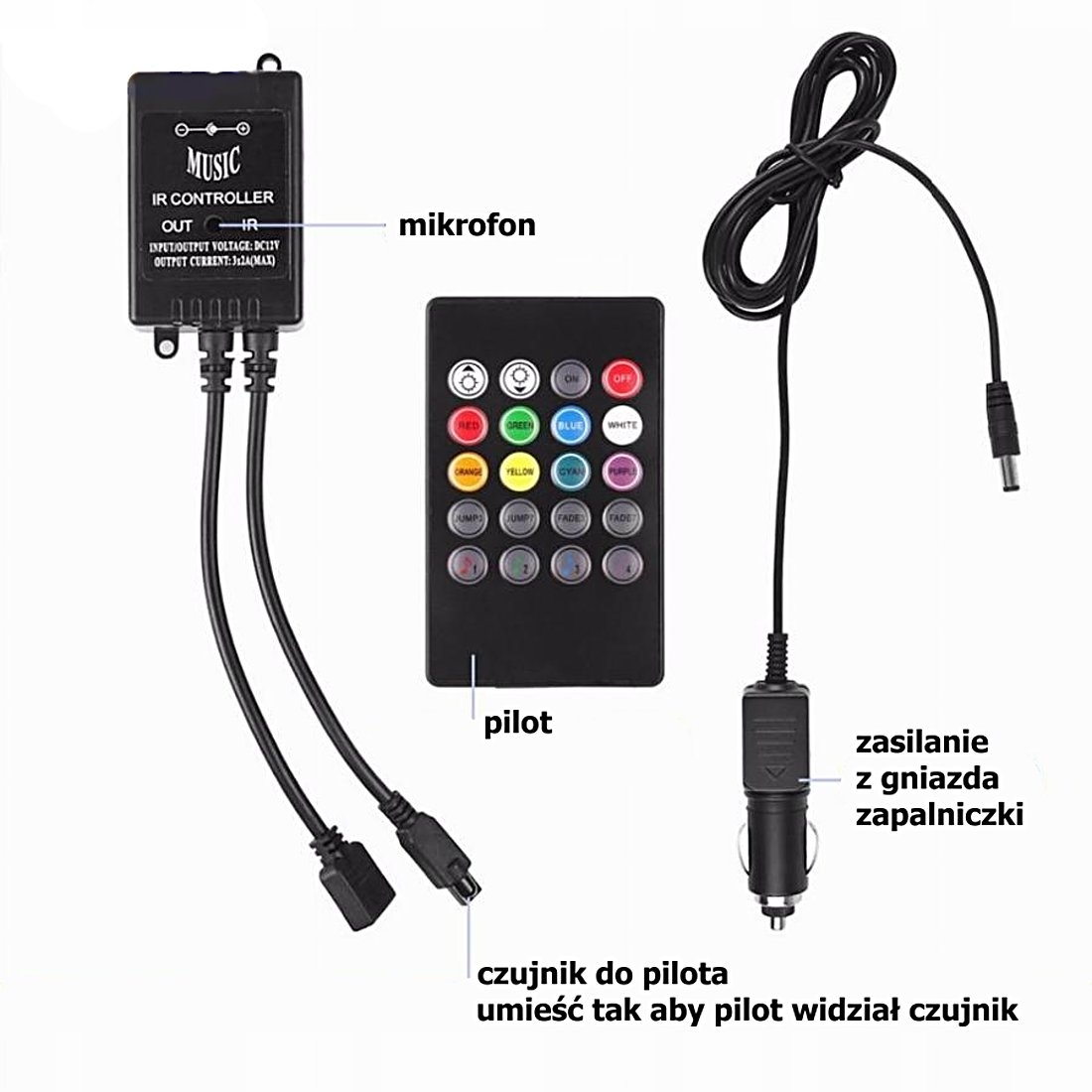Oświetlenie wnętrza samochodu taśma LED RGB pilot Typ samochodu Samochody osobowe Samochody dostawcze Samochody ciężarowe