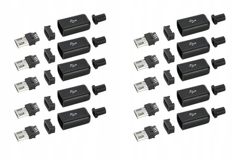 

10 Sztuk Czarny Wtyk Wtyczka Męska Microusb 5PIN