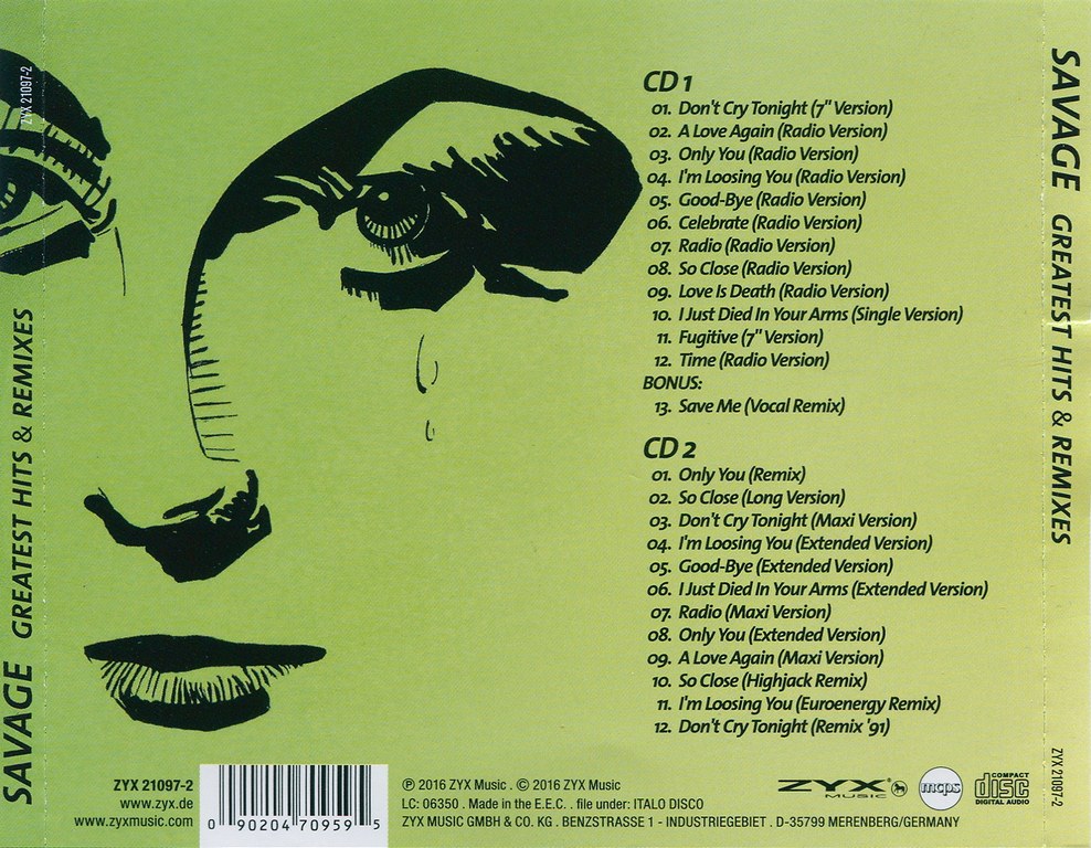 Savage Greatest Hits & Remixes - 2 CD ITALO Seria Studio Album & REMIXES