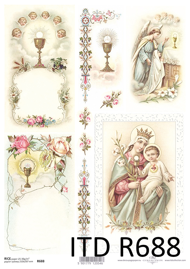 Papier Ryżowy R0688 A4 decoupage Komunia Św