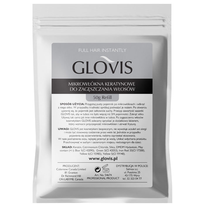 

Glovis 50g Mikrowłókna Keratyna Saszetka Refill