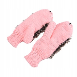 RĘKAWICZKI ZIMOWE CIEPŁE JEŻE SŁODKIE PEŁNE J RÓŻ Marka DKM
