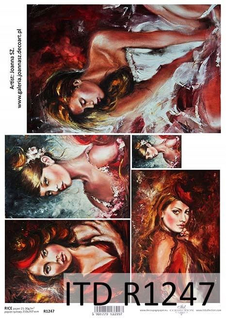Papier Ryżowy R1247 z włoskami A4 decoupage