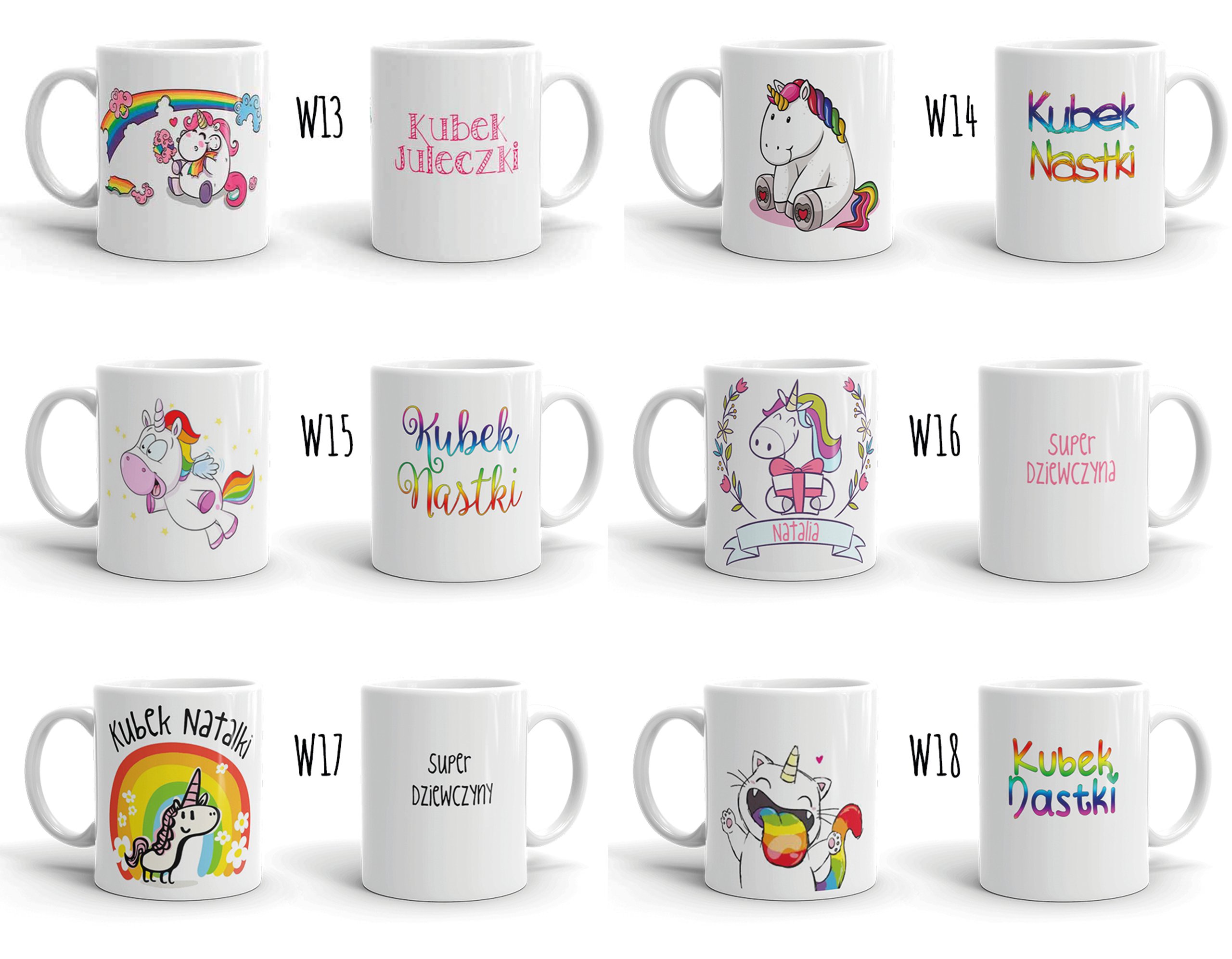 KUBEK WYPASIONY JEDNOROŻEC Z IMIENIEM NA PREZENT Pojemność 330 ml