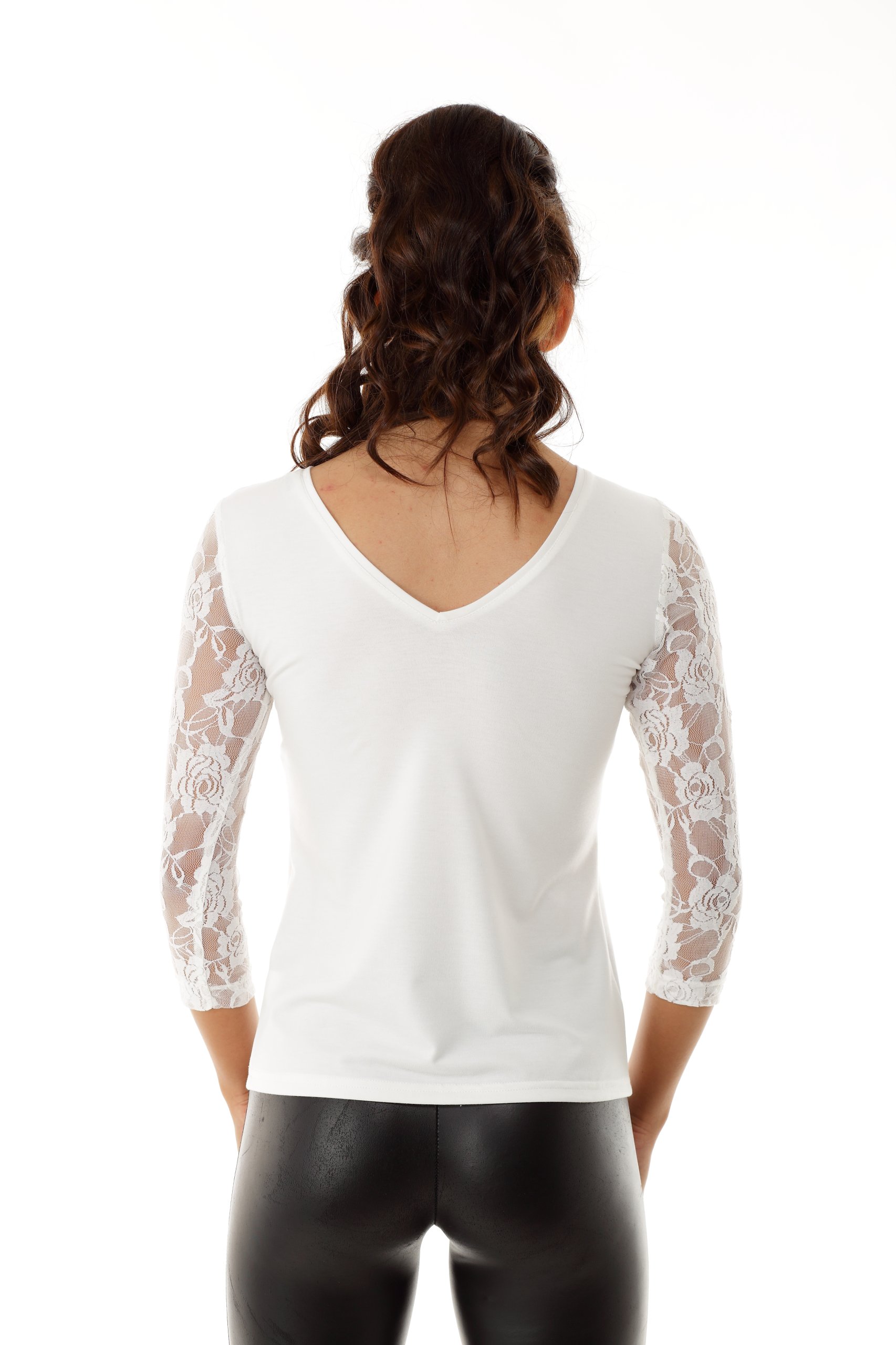 Bluzka dopasowana z koronką, lato S Model A015