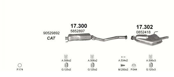 TŁUMIK ŚRODKOWY OPEL VECTRA B 17.300 Producent części Polmostrów