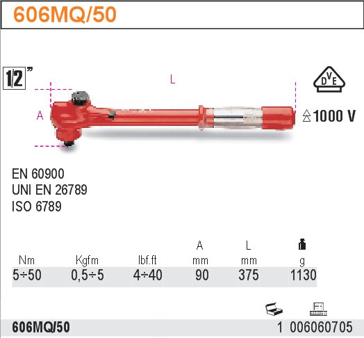 BETA KLUCZ DYNAMOMETRYCZNY 5-50NM W IZOLACJI 1000V Marka Beta