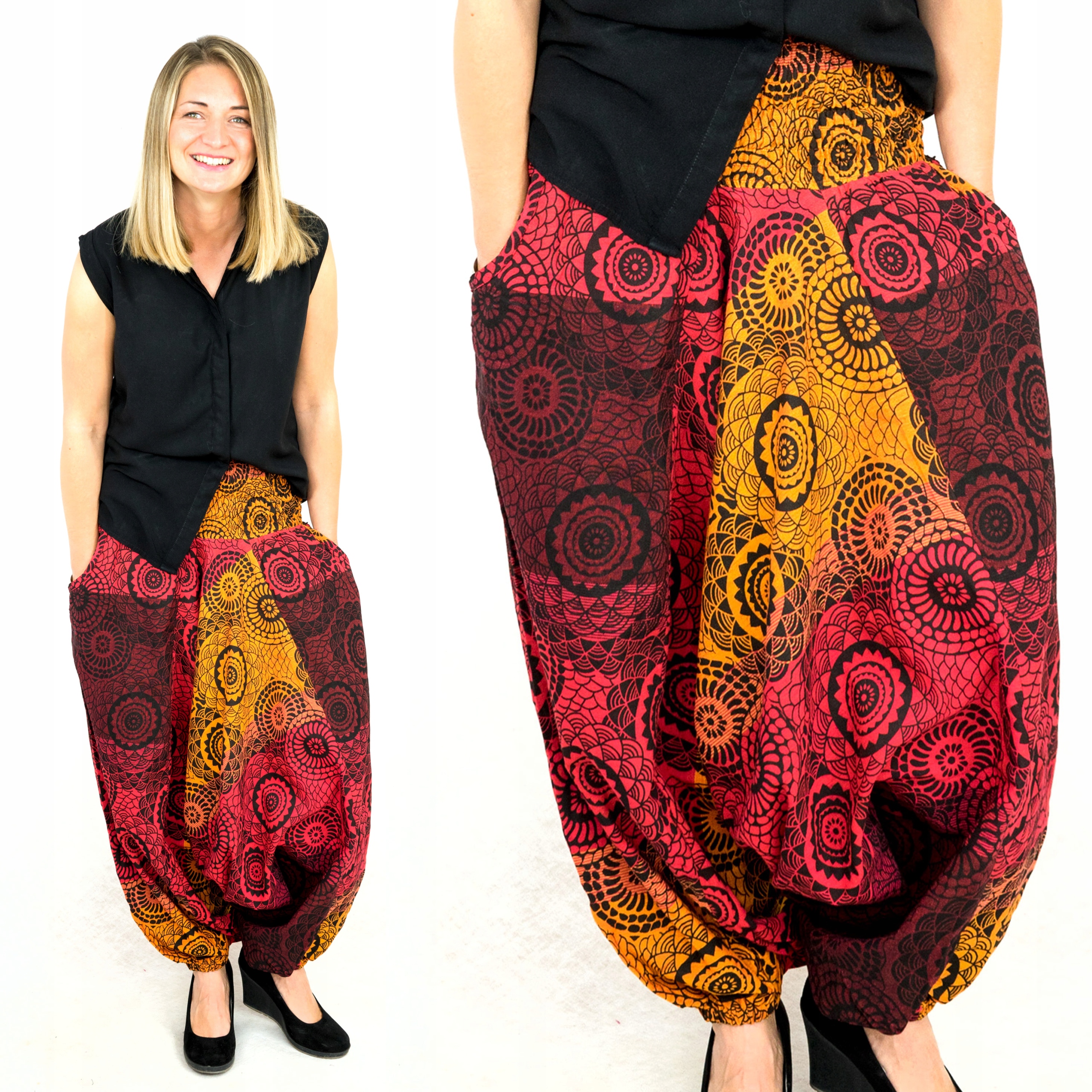 

Indie / szarawary / alladynki / 2 w 1 Red pockets