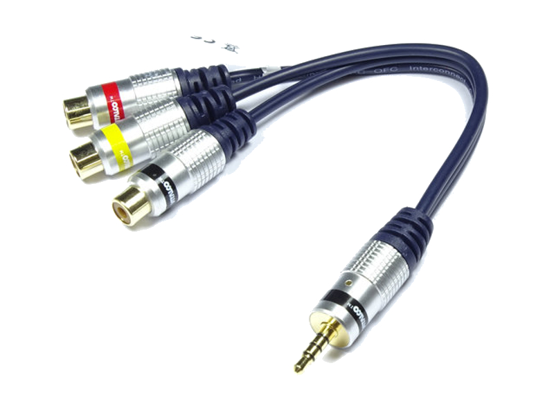 Wtyk czteropolowy Jack 3,5mm na 3 x gniazdo Rca