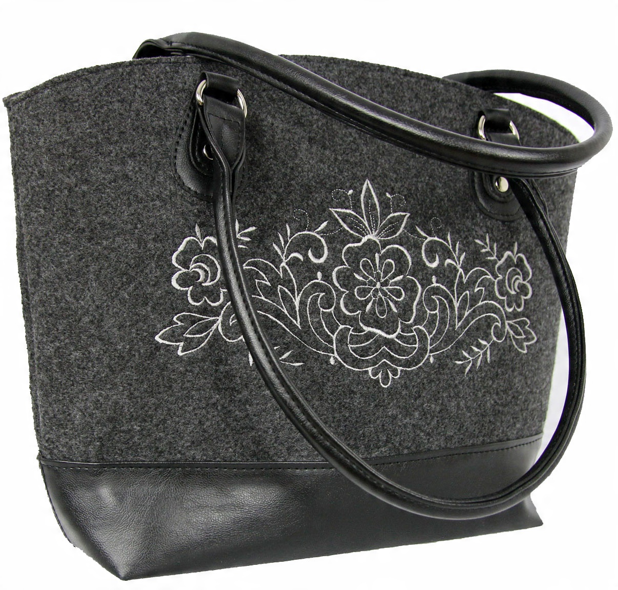 

Filcowa Łódka Shopper Z Haftem - Filc