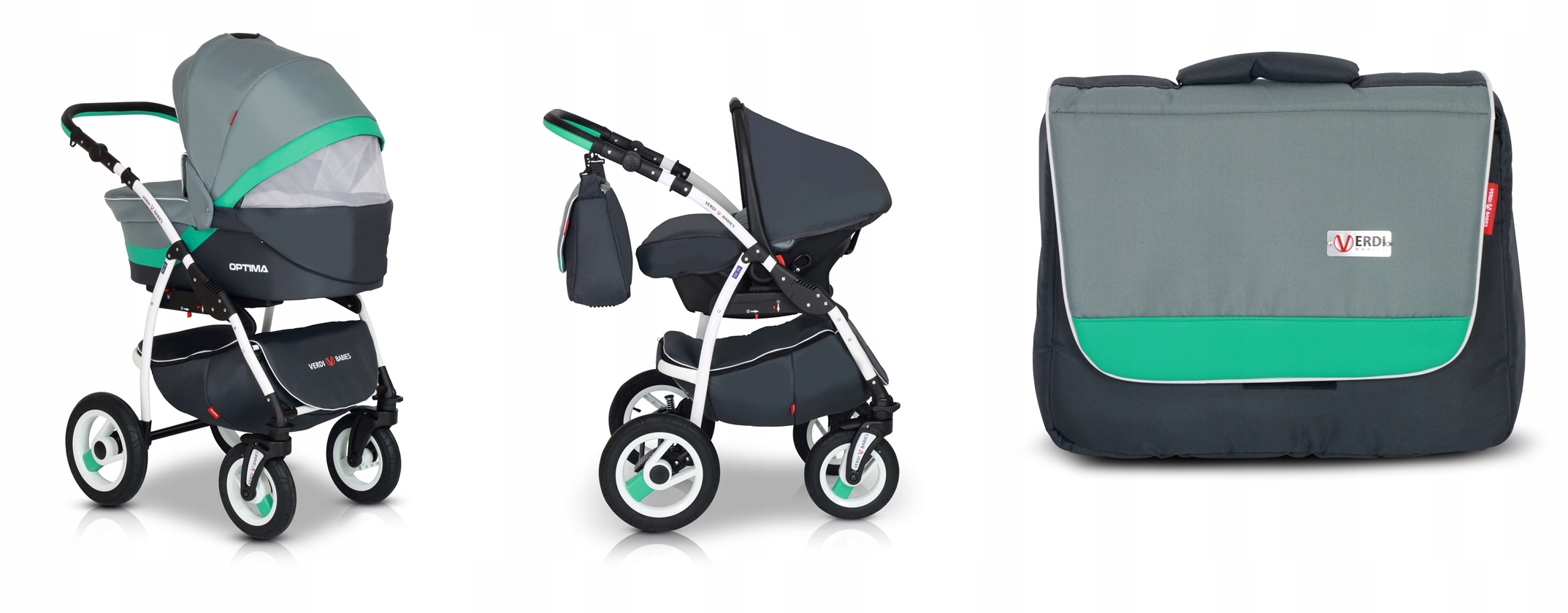 WÓZEK DZIECIĘCY VERDI OPTIMA 3W1+TORBA + DODATKI!! Liczba kół 4