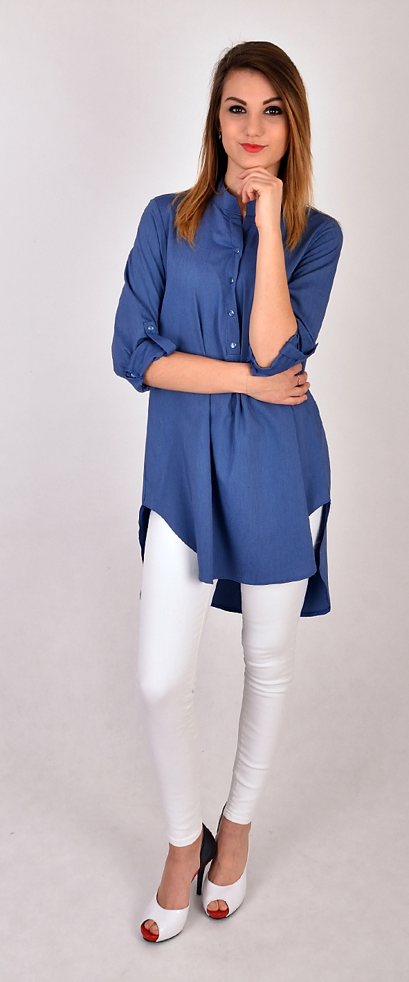 DŁUGA ASYMETRYCZNA KOSZULA TUNIKA KOLORY R - 48 Linia plus size (duże rozmiary)