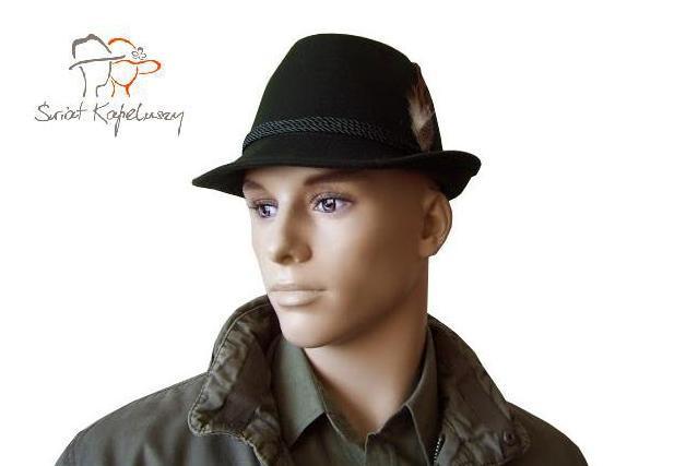 KAPELUSZ MĘSKI MYŚLIWSKI TYROLSKI ZIELONY FILC 56 cm Marka inna