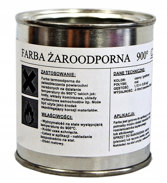 Farba Lakier Żaroodporna Do Kominków 20L Trwała