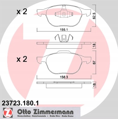 ZIMMERMANN КОЛОДКИ PRZ VOLVO C30 C70 S40 V40 II V50 Сторона кабіни перед foto 0