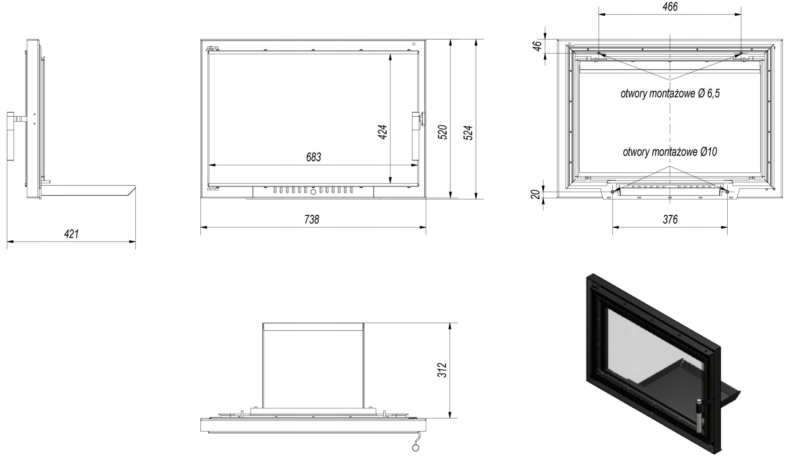 Drzwiczki stalowe kominkowe Oliwia deco kominek Marka Kratki