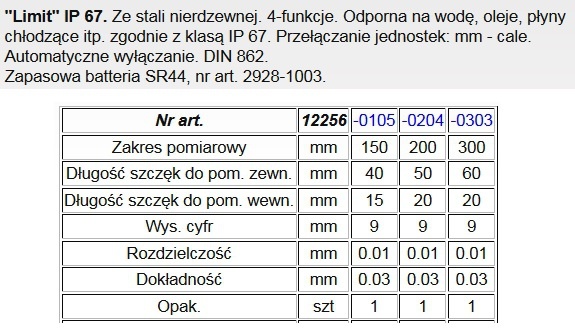 LIMIT SUWMIARKA ELEKTRONICZNA WODOODPORNA 200mm Kod producenta 122560204
