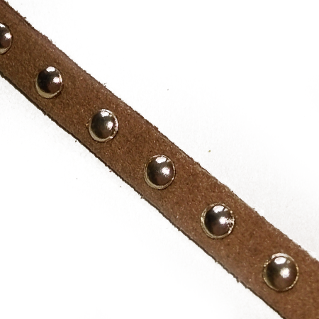 Rzemień Płaski Zamszowy Ćwieki Brązowy 5mm 20cm