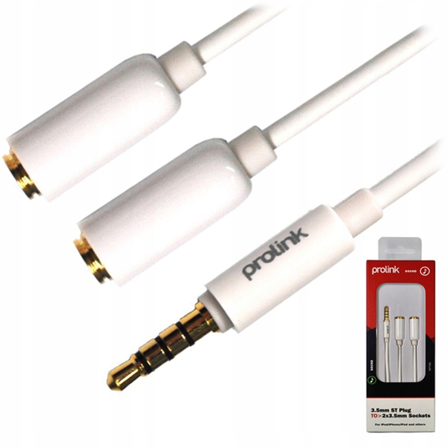 

Przejście Mini Jack- 2x Gniazdo Jack 3.5mm Prolink