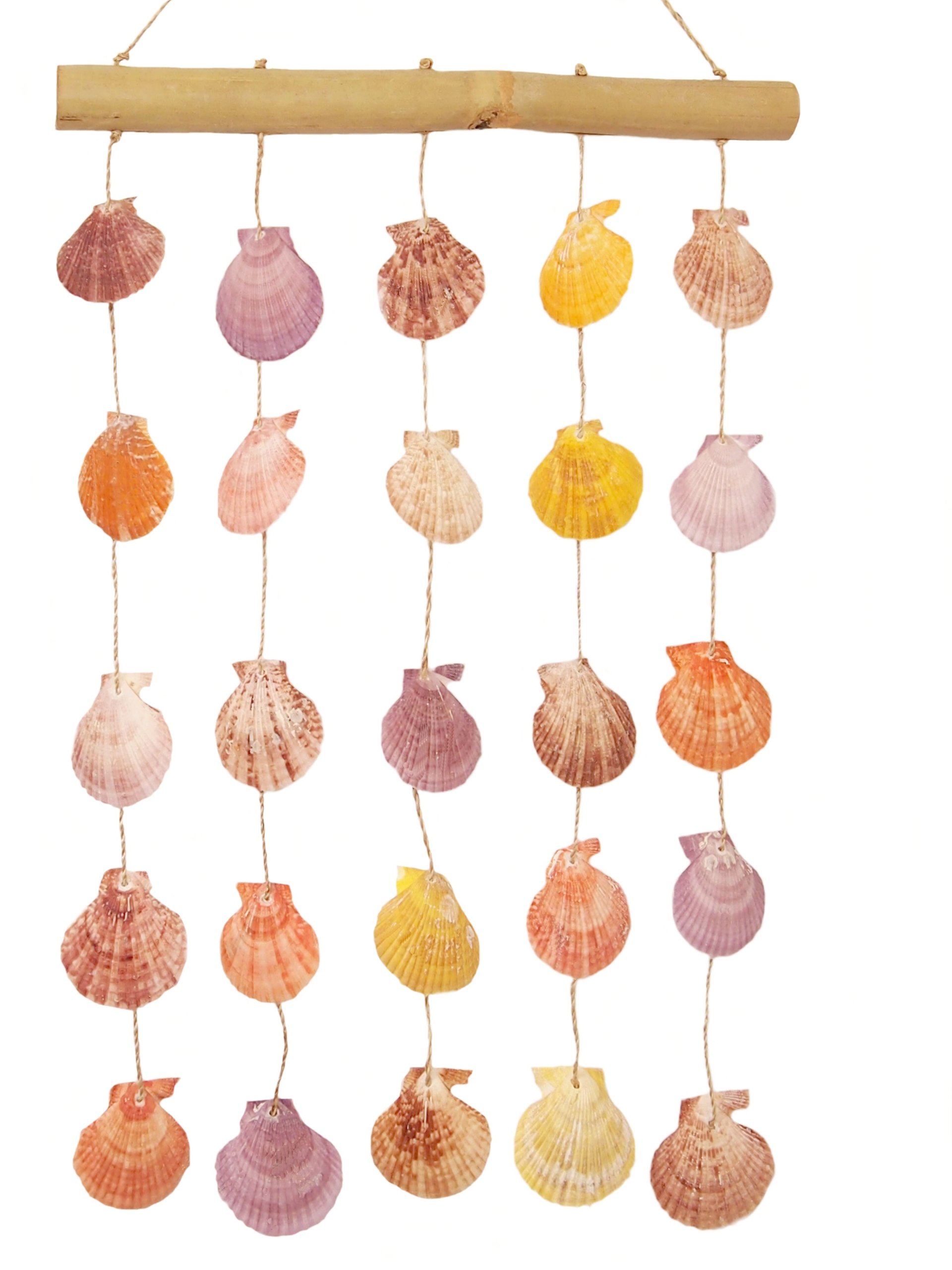 duża MAKRAMA MUSZLE na BAMBUSIE MUSZLA MORSKA