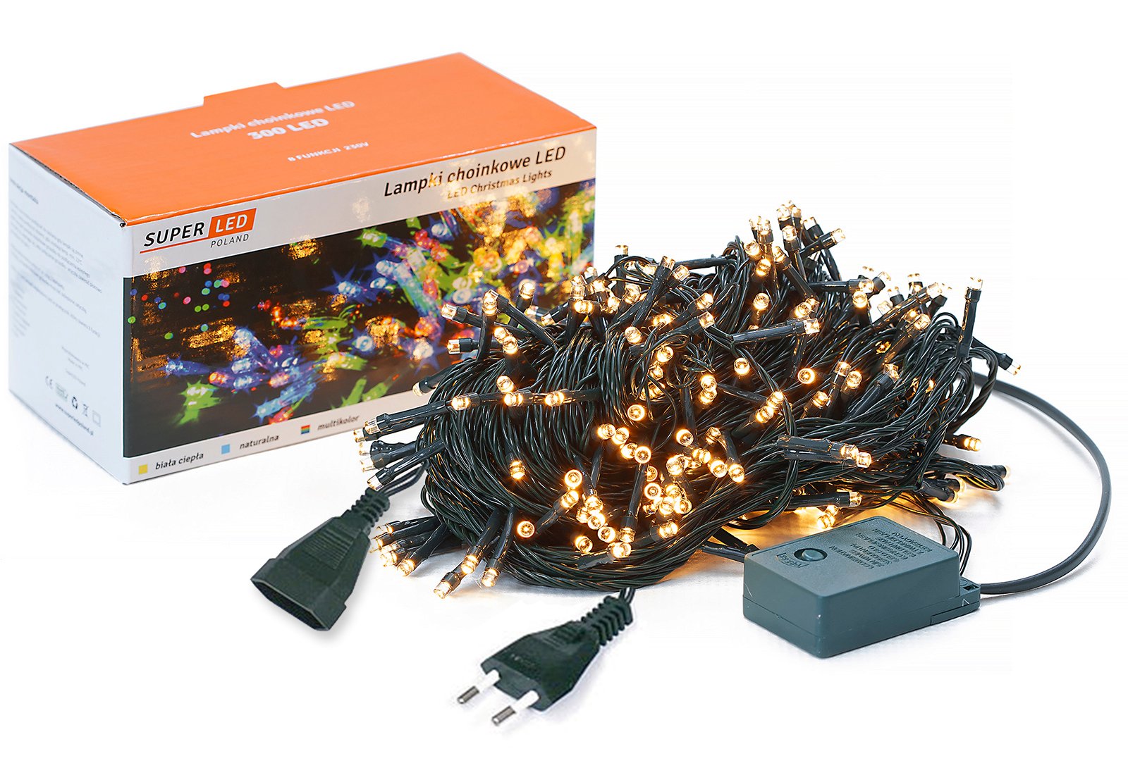 

Lampki choinkowe 300 Led 3 kolory IP44 + wtyczka