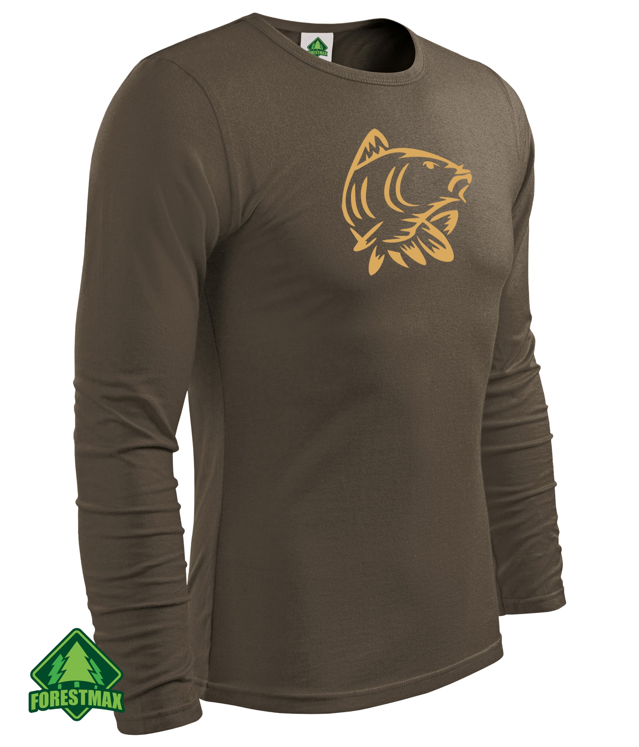 KOSZULKA DLA WĘDKARZA BRĄZOWY LONGSLEEVE wz. KARP Marka ForestMAX